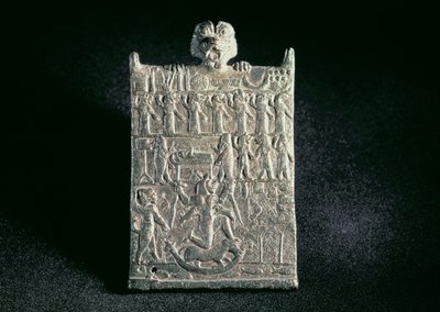 00362 Plaquette van de Hel, die de samenzwering tegen Lamashtu uitbeeldt, Neo-Assyrisch, uit Mesopotamië, c.1700 BC door Unbekannt