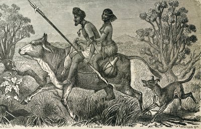 AFRIKA (19e eeuw). Inwoners van Centraal-Afrika. Gravure. door Unbekannter Künstler