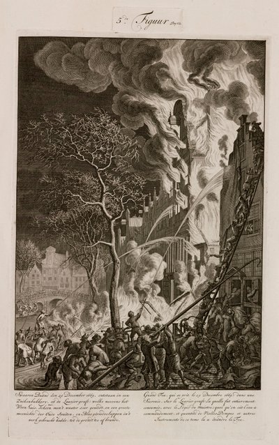 Een brand in een suikerraffinaderij, Amsterdam, Nederland, 29 december 1669 door Unbekannt