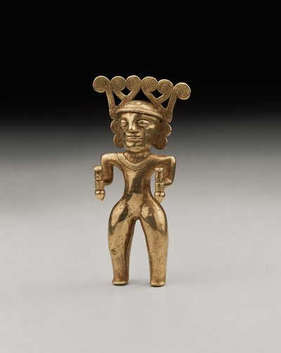 Een zeldzame figuur van een sjamaan in internationale stijl, waarschijnlijk uit Panama of Costa Rica, ca. 500-1000 door Unbekannt