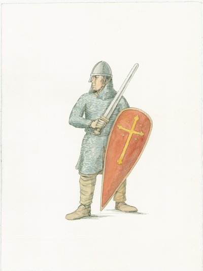 Een reconstructie illustratie van een Normandische ridder circa 1066 door Unbekannter Künstler