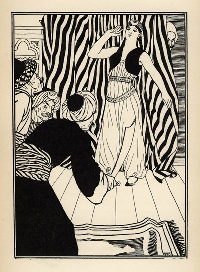 Een sultan verbergt de Baron van Munchausen. Illustratie door William Strang (1859-1921) en JB Clark uit “The Adventures of the Baron of Munchausen (Munchhausen) door Rudolf Erich Raspe (1736-1794) (1789) door Unbekannt