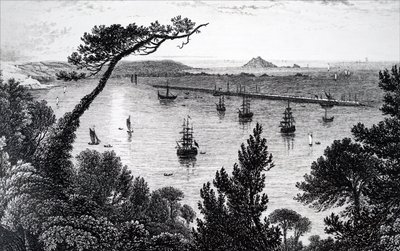 Een uitzicht op de haven van Plymouth door Unbekannt