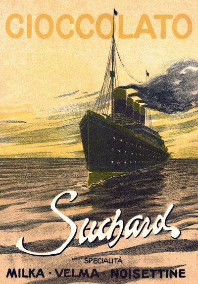 Reclame voor de chocolade Milka de Suchard met een lijnschip, begin 20e eeuw (poster) door Unbekannter Künstler