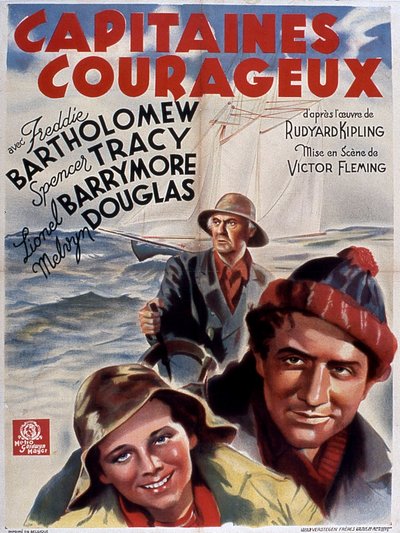 Poster van de film Capitaines Courageous met Freddie Bartholomew (kind) Spencer Tracy en Lionel Douglas 1937 (naar Rudyard Kipling) door Unbekannt