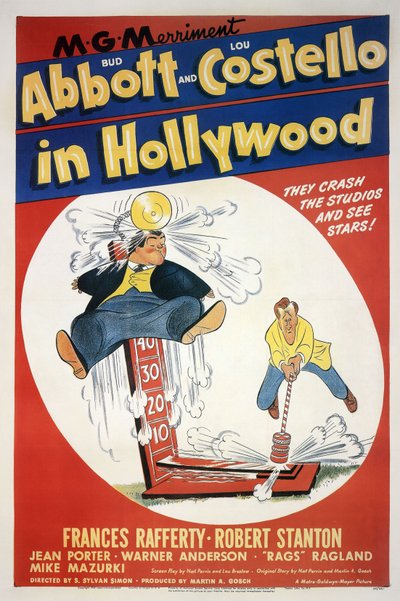 Affiche van de film Deux nigauds à Hollywood (Abbott and Costello in Hollywood) van Sylvan Simon met Bud Abbott en Lou Costello 1945 door Unbekannt