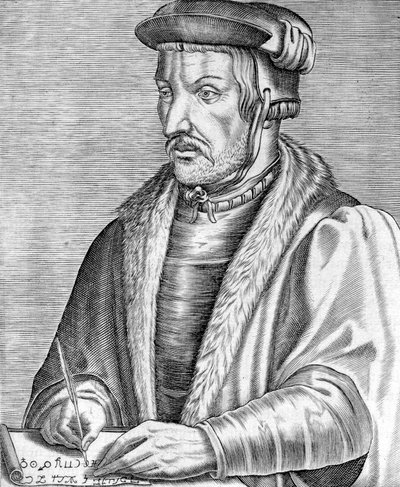 Agrippa von Nettesheim ook bekend als Heinrich Cornelius (1486-1535) Duitse arts, theoloog en filosoof, gravure door Unbekannter Künstler