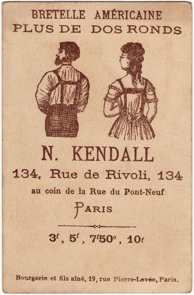 Amerikaanse schouderriem plus ronde rug, reclame voor de Kendall door Unbekannter Künstler