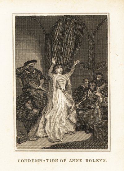 Anne Boleyn beschuldigd van overspel door Henry VIII in 1536. 1836 (gravure) door Unbekannter Künstler