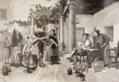 Voor de burgemeester, naar een schilderij van de Spaanse kunstenaar Julio Worms, uit 