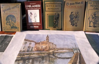 Antieke handelsmarkt, Naviglio Grande, Milaan, Lombardije, Italië door Unbekannt