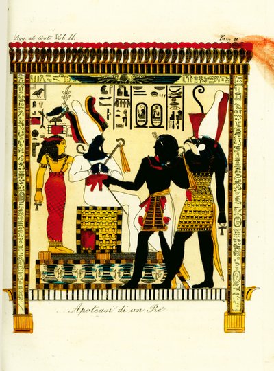 Apotheose van een Farao: Koning Seti I ontmoet de goden Osiris en Horus ontdekt in Thebe door Giovanni Battista Belzoni door Unbekannt