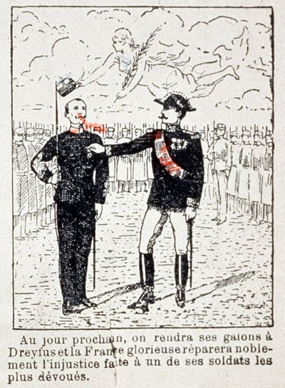 Leger geeft strepen aan kapitein Dreyfus, ca. 1906 door Unbekannter Künstler