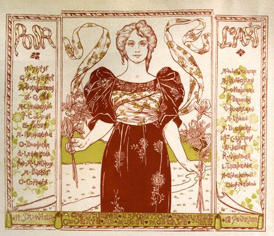 Kunst. Schone Kunsten. Voor Kunst. Art Nouveau tentoonstelling in het Musee Moderne, Brussel. Poster door Alexandre Hannotiau, België door Unbekannter Künstler