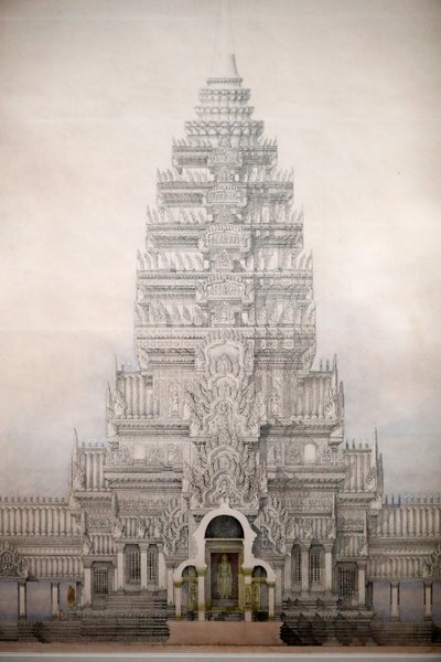Asian Civilisations Museum, Angkor, Verkenning van de heilige stad van Cambodja, Vooraanzicht van de drie eerste omheiningen van Angkor Wat, Louis Delaporte, Cambodja door Unbekannt