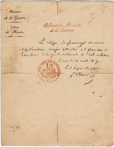 Autografe brief van de afgevaardigde voor de oorlog Gustave Paul Cluseret tijdens de Parijse Commune. Dim. 10,7x6,8 cm 1871 door Unbekannt