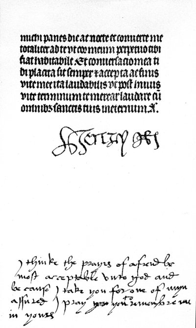 Handtekening van Koning Hendrik VIII en inscriptie in de hand van zijn vrouw, Koningin Katherine van Aragon door Unbekannt