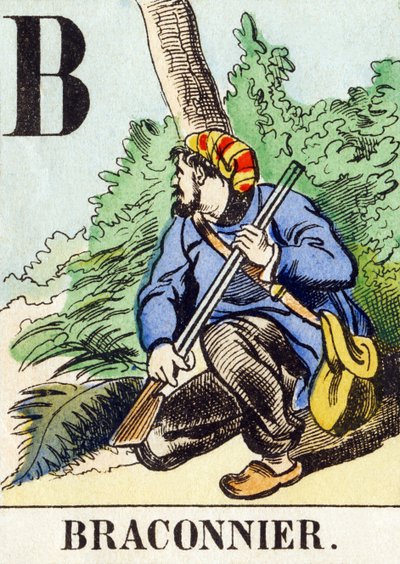 B: Stroper - Het Jachtalfabet, ca. 1890 (gravure) door Unbekannt