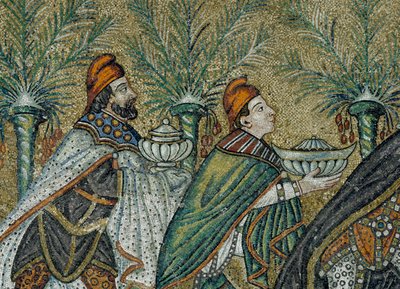 Detail van mozaïeken die de processie van de wijzen voorstellen door Benjamin Baud