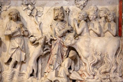 Basiliek van St. Denis, reliëf, afbeelding van een menigte die bidt wanneer de koning voorbijging door Unbekannt