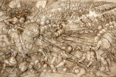 Basiliek van St. Denis, graf van Frans I koning van Frankrijk en Claude van Frankrijk, reliëf, afbeelding van de slag bij Marignano in 1515 door Unbekannt