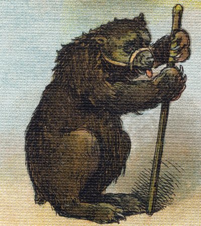 Beer. Gravure in "Alphabet de ma petite fille". Bernardin-Bechet en Fils, boekhandel-uitgevers, Parijs, rond 1895. Onbreekbaar album op canvas. Bibliotheek des Bebes. 12 pagina