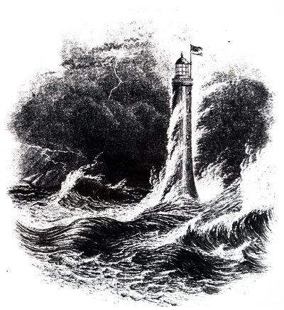 Bell Rock Vuurtoren in een storm door Unbekannt