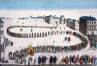 Grote processie van de Inquisitie in Lissabon, Franse gravure door Unbekannter Künstler