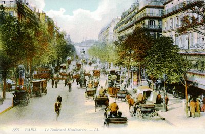 Boulevard Montmartre, Parijs, c. 1900 door Unbekannter Künstler
