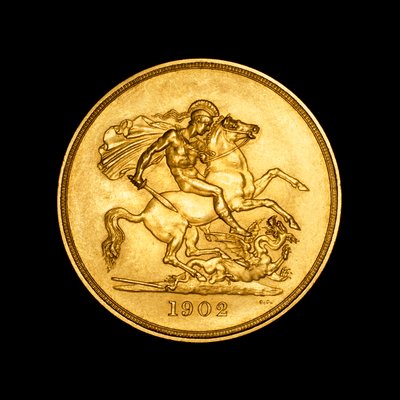 Britse munt met afbeelding van St. George en de draak door Unbekannter Künstler