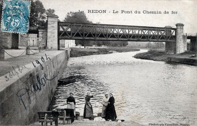 Bretagne, Ille et Vilaine (35), Redon: de spoorbrug - Ansichtkaart gedateerd 1904 door Unbekannt