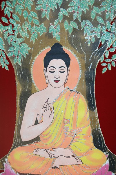 Boeddha geeft een zegen, Thangka, Kathmandu, Nepal door Unbekannt