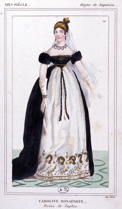 Caroline Bonaparte, ca. 1810 (gravure) door Unbekannter Künstler