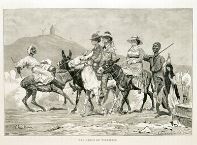 Cartoon van westerse toeristen in Egypte - Illustratie uit de Atlas van Egypte door Unknown