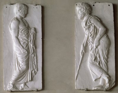 Gipsafgietsel van figuren van een fries op het Parthenon door Unbekannt