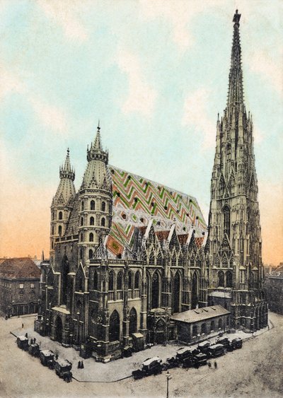 Kathedraal en Metropolitane Parochiekerk van St. Stefanus, Wenen eind 19e/begin 20e eeuw door Unbekannter Künstler