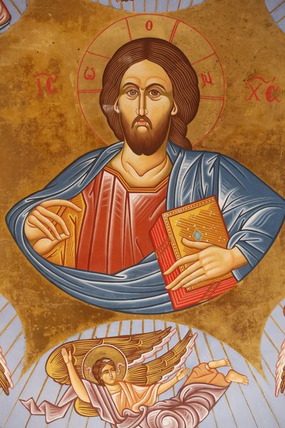 Plafondfresco in de orthodoxe kerk van Pedoulas. Christus pantocrator, 20150510, Pedoulas, Cyprus door Unbekannt