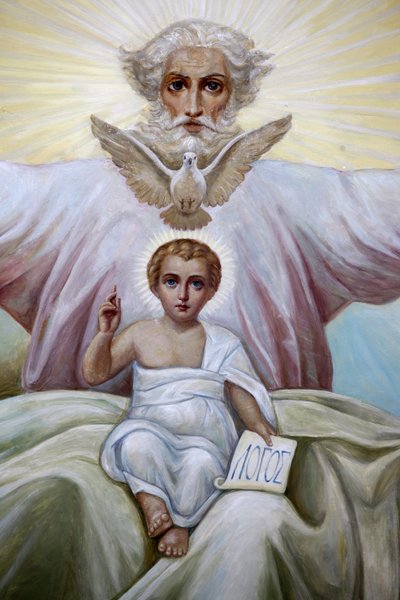 Plafondfresco in de Russisch-orthodoxe kerk van de Heilige Drie-eenheid, Jeruzalem, Israël door Unbekannt