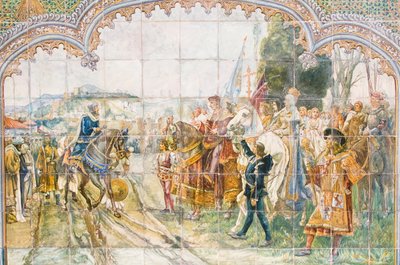 Keramische tegels op het Plaza de España die koning Boabdil afbeelden door Unbekannter Künstler