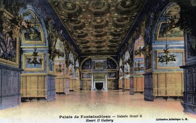 Chateau de Fontainebleau: galerij Henri II - Ansichtkaart eind 19e-begin 20e eeuw door William M. Timlin