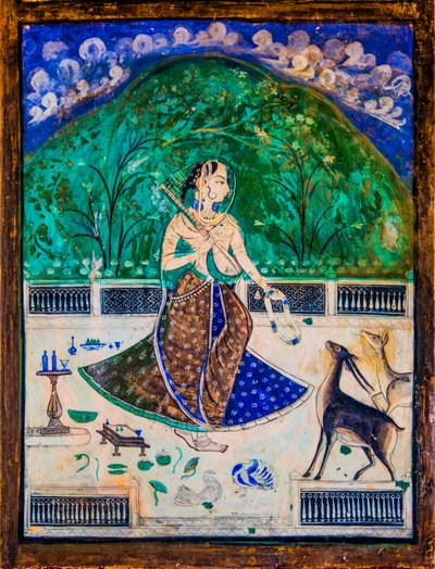 Chittra Shala binnenplaats met virtuoze fijne schilderijen, Taragarh Fort, Bundi, Rajasthan, India, Azië door Unbekannter Künstler