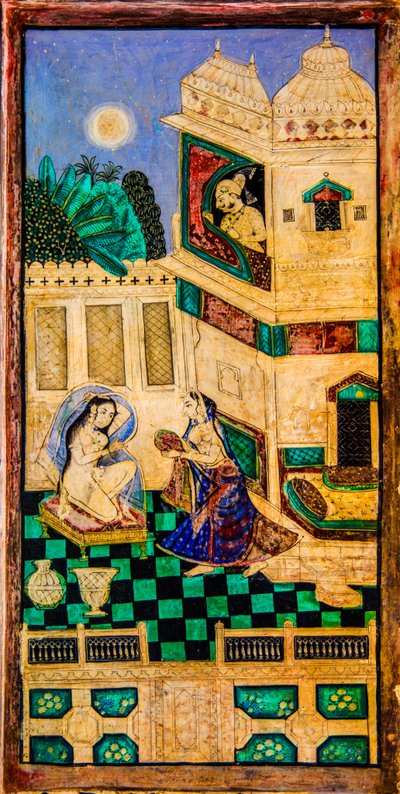 Chittra Shala binnenplaats met virtuoze fijne schilderijen, Taragarh Fort, Bundi, Bundi, Rajasthan, India, Azië door Unbekannter Künstler