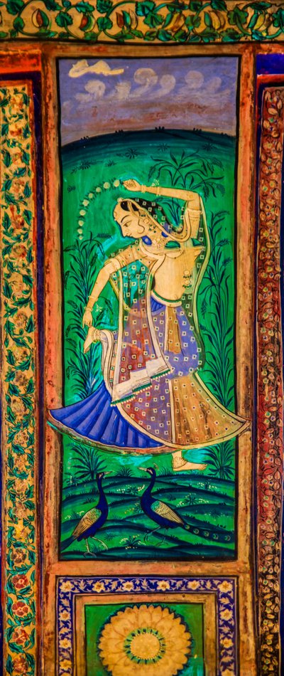 Chittra Shala binnenplaats met virtuoze fijne schilderijen, Taragarh Fort, Bundi, Bundi, Rajasthan, India, Azië door Unbekannter Künstler