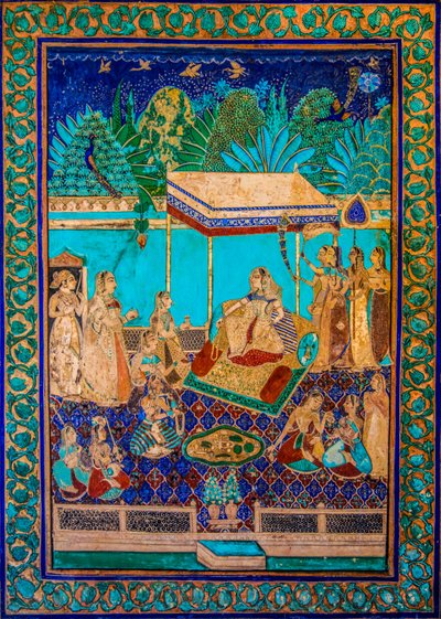 Chittra Shala binnenplaats met virtuoze fijne schilderijen, Taragarh Fort, Bundi, Bundi, Rajasthan, India, Azië door Unbekannter Künstler
