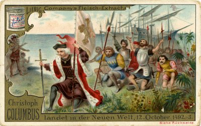 Christoffel Columbus arriveert in de Nieuwe Wereld door Unbekannter Künstler