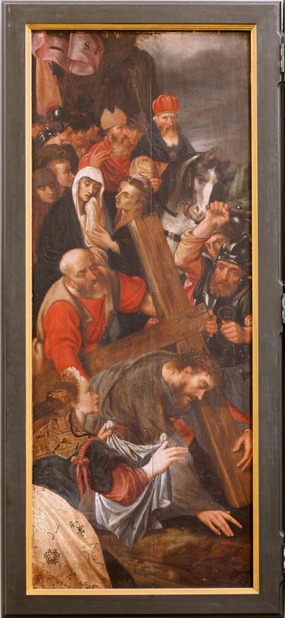 Kerk (Sint-Maartenskerk). Interieur. Drieluik. De kruisiging door Unbekannter Künstler
