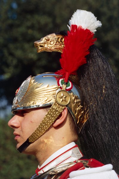 Close-up van een cuirassier met helm door Benjamin Baud