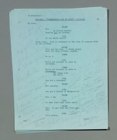 Collectie losse herziene scriptbladen van Marilyn Monroe