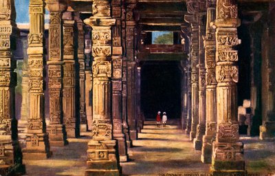 Colonnade met Hindoeïstische gravures, Qutb Minar, begin 20e eeuw door Unbekannter Künstler