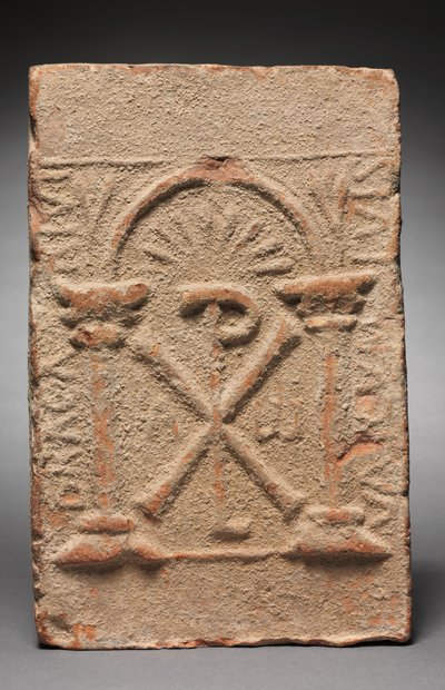 Columbarium Grafplaquette met het Monogram van Christus, 500-800 door Unbekannt